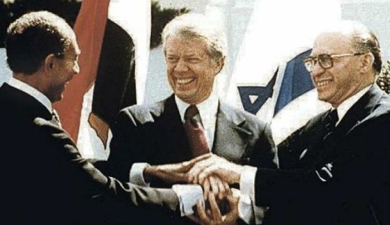 Menachem Begin becomes Prime Minister of Israel in 1977 and negotiates the Camp David Accords with Egypt's president in 1978.