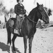 oung Sandra Day (O'Connor) astride her childhood horse Chico.