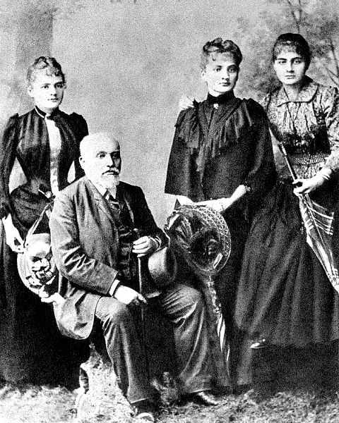 Sklodowski Family: Wladyslaw Skłodowski and his daughters Maria, Bronisława and Helena