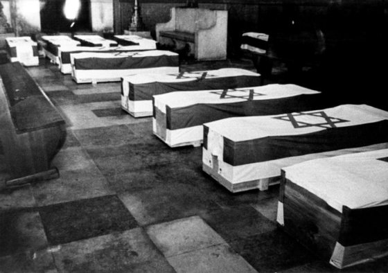 A Munich synagogue held the coffins of the victims of the attacks at the 1972 Olympics. Terrorists representing a branch of the Palestine Liberation Organization breached apartments housing Israeli athletes. Credit Associated Press 